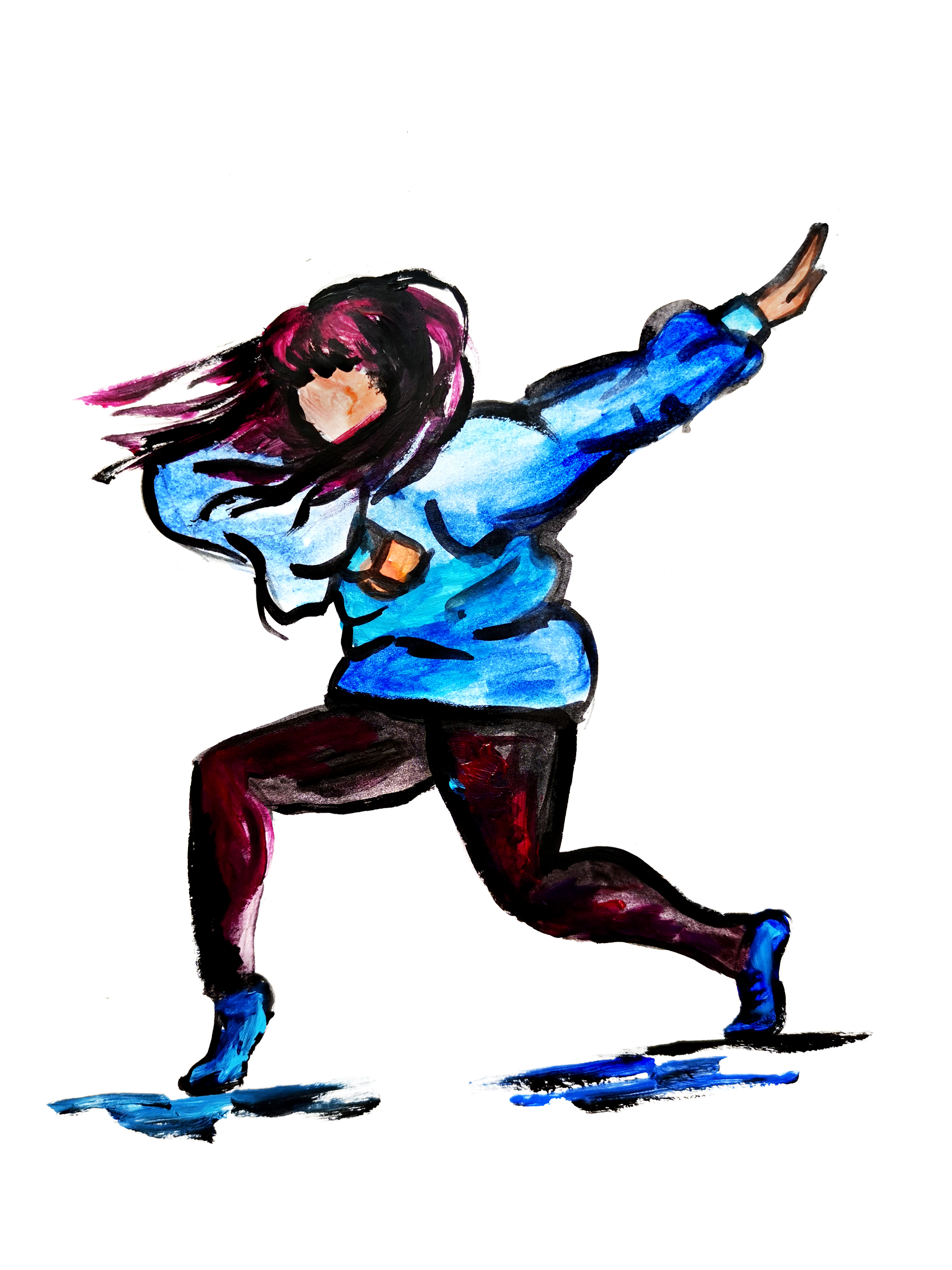 Painting of young female hiphop dancer  Painting of young female hiphop dancer