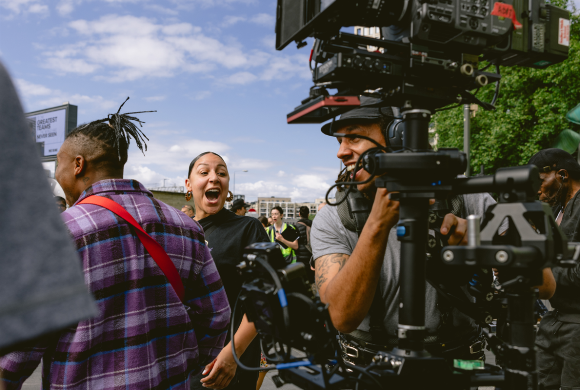 On location filming Eastbound in Stratford, image credit Gaia Soleil On location filming Eastbound in Stratford, image credit Gaia Soleil