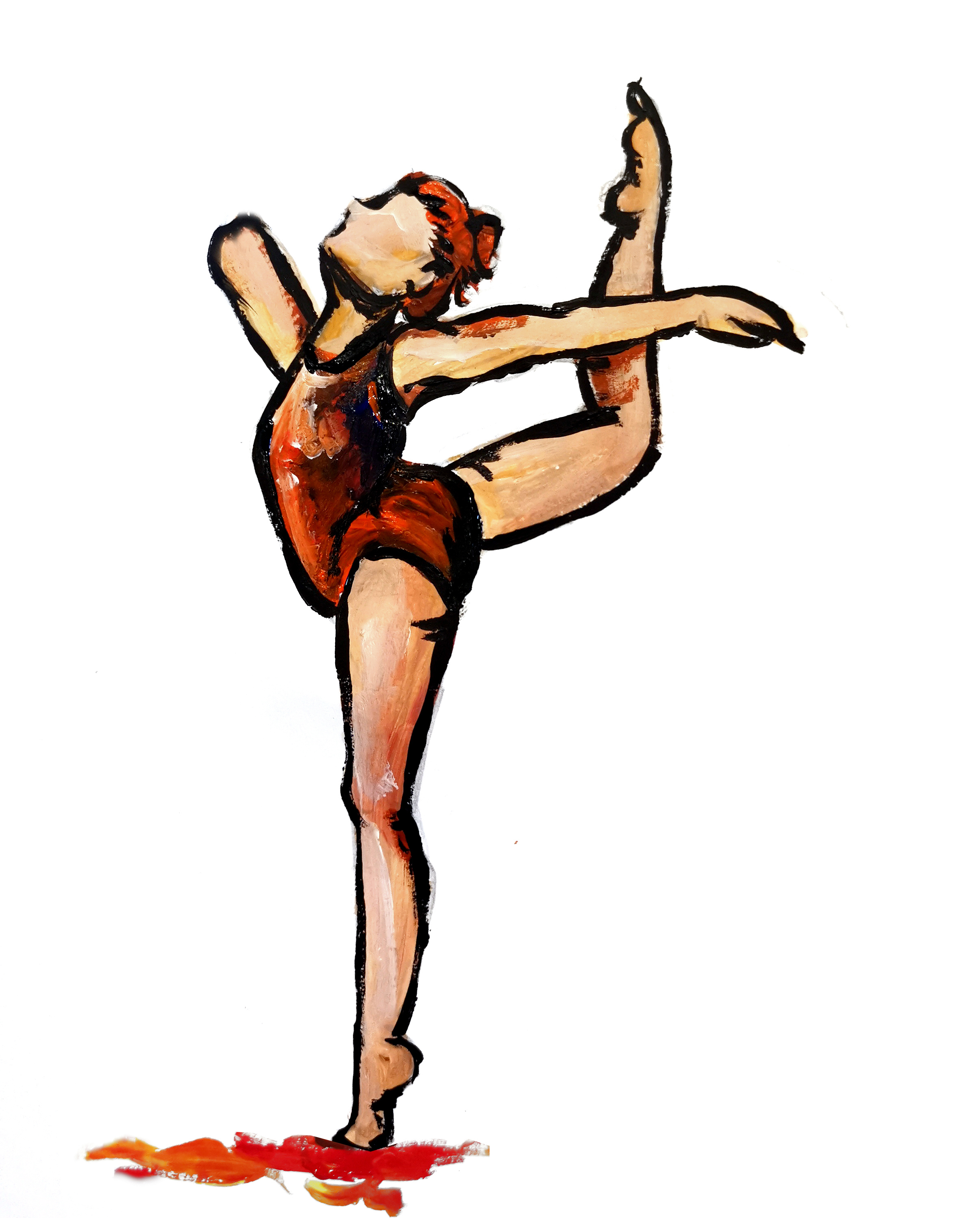 Painting of young female ballerina with limb difference