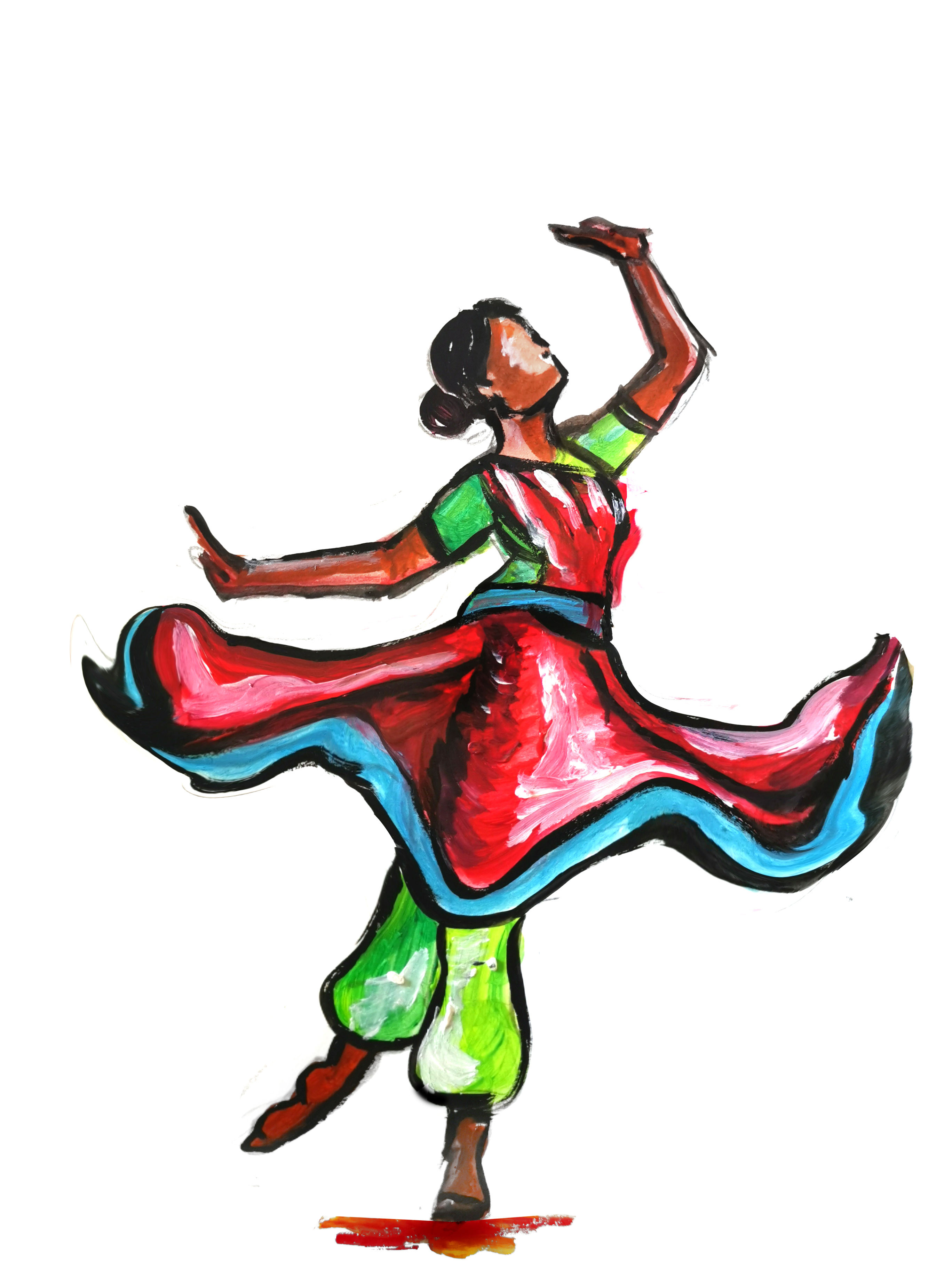 Painting of young female south asian dancer