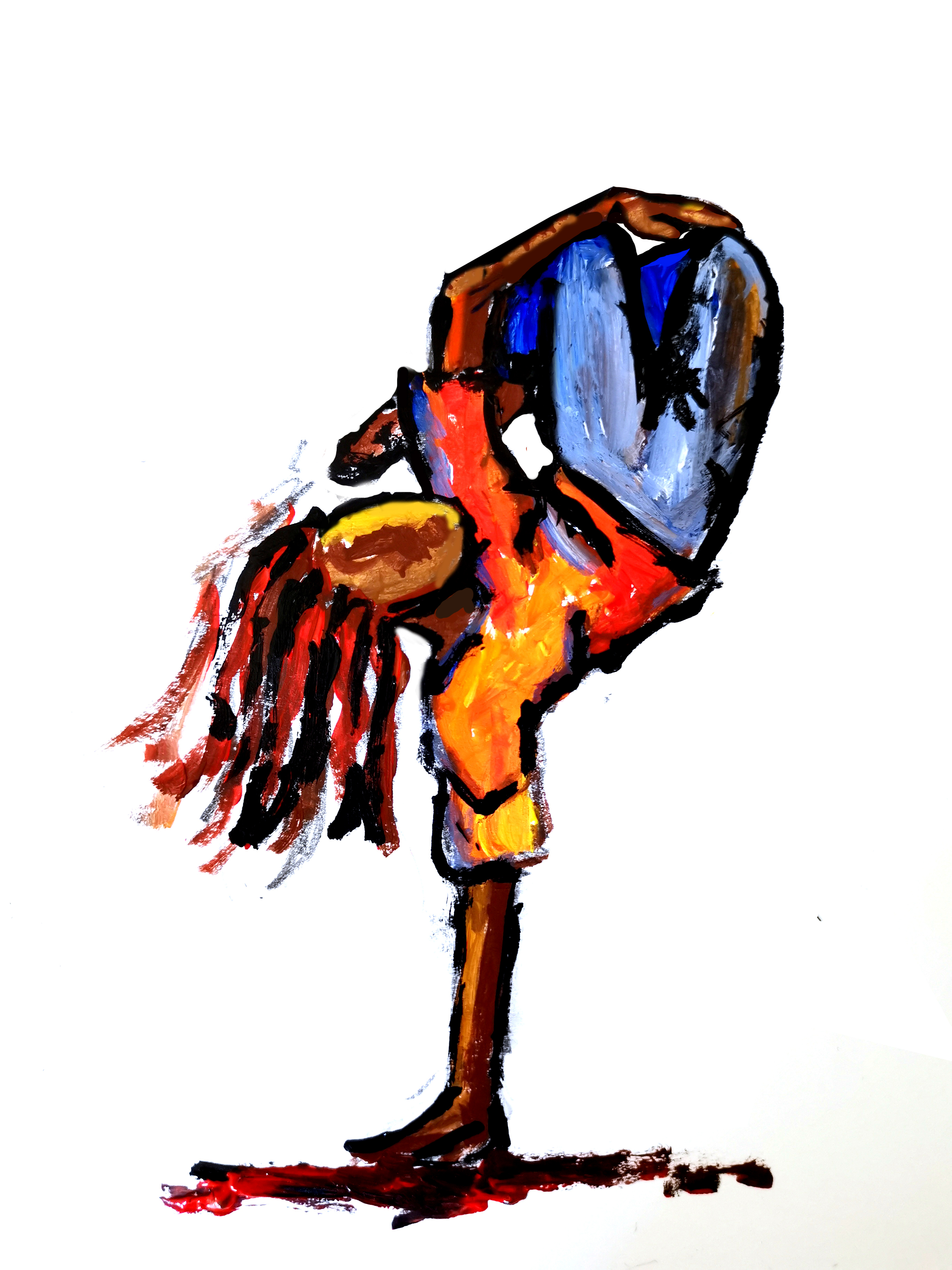 Painting of young male global majority break dancer Painting of young male global majority break dancer