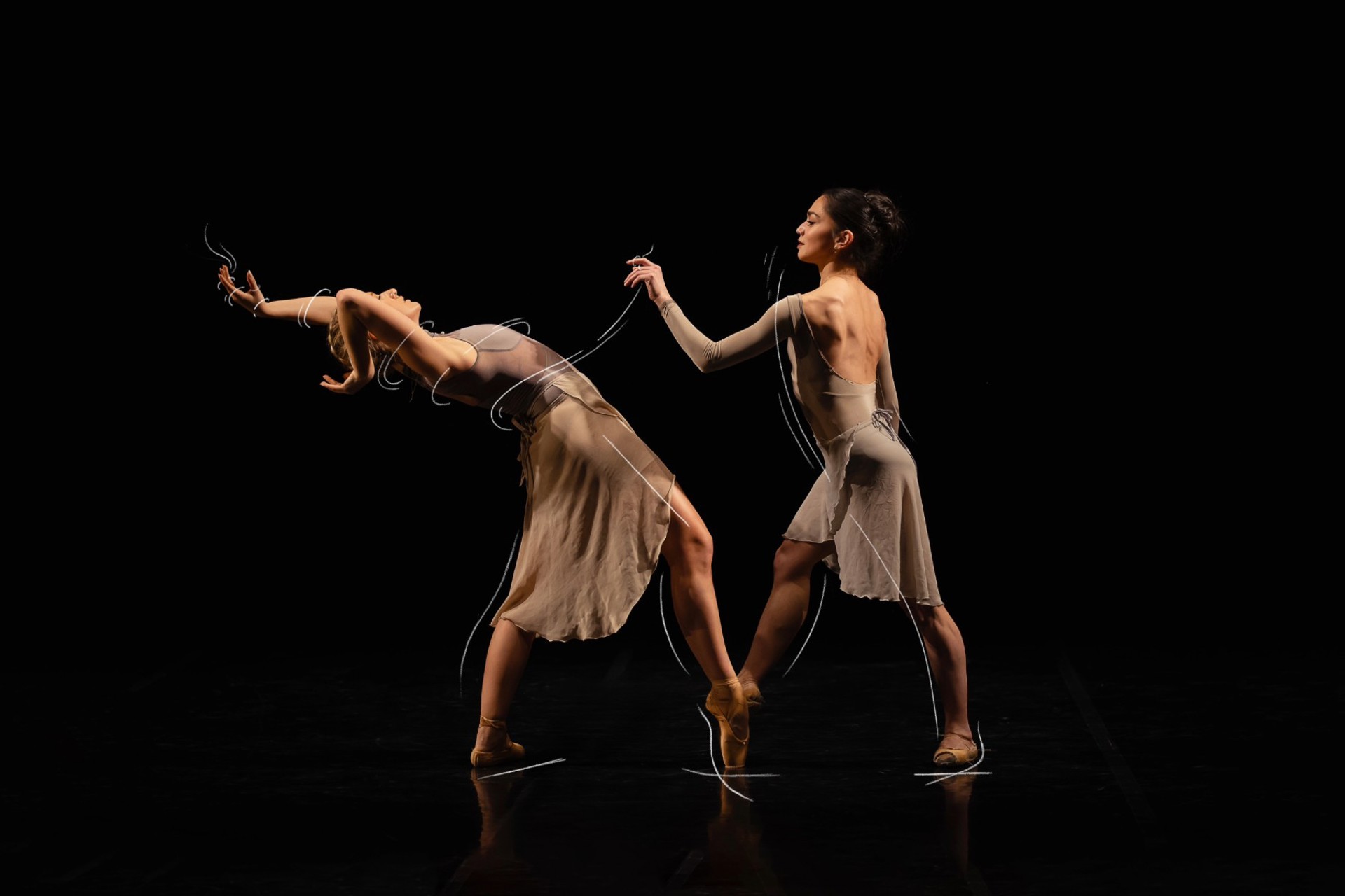 Rachael Gillespie and Harriet Marden in Sketches. Photo Emily Nuttall. Artwork by Colleen Mair. Rachael Gillespie and Harriet Marden in Sketches. Photo Emily Nuttall. Artwork by Colleen Mair.