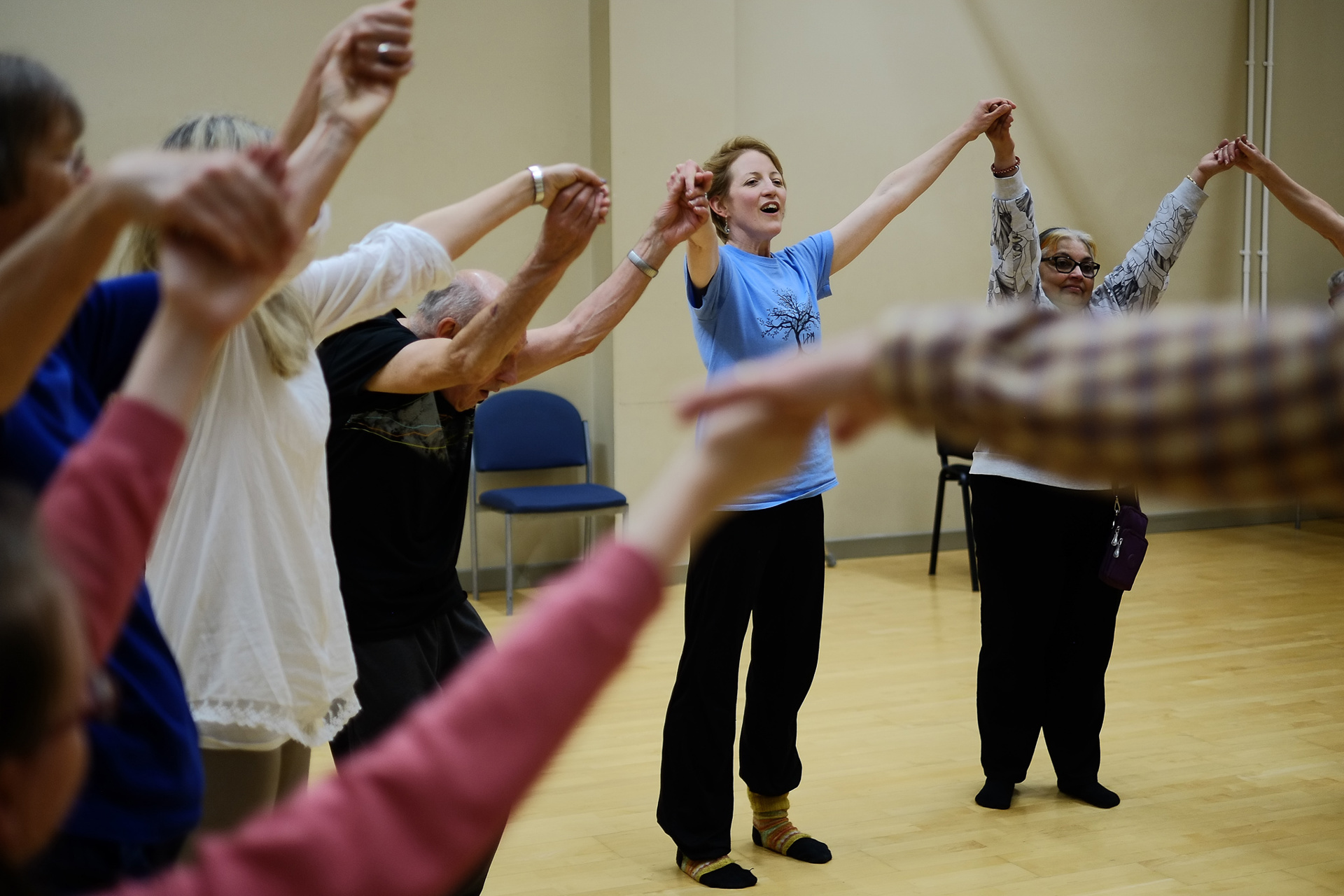 Helen Gould, co-founder of LPM Dance at a Neuro-Moves session. Photo by Johnny Bean.