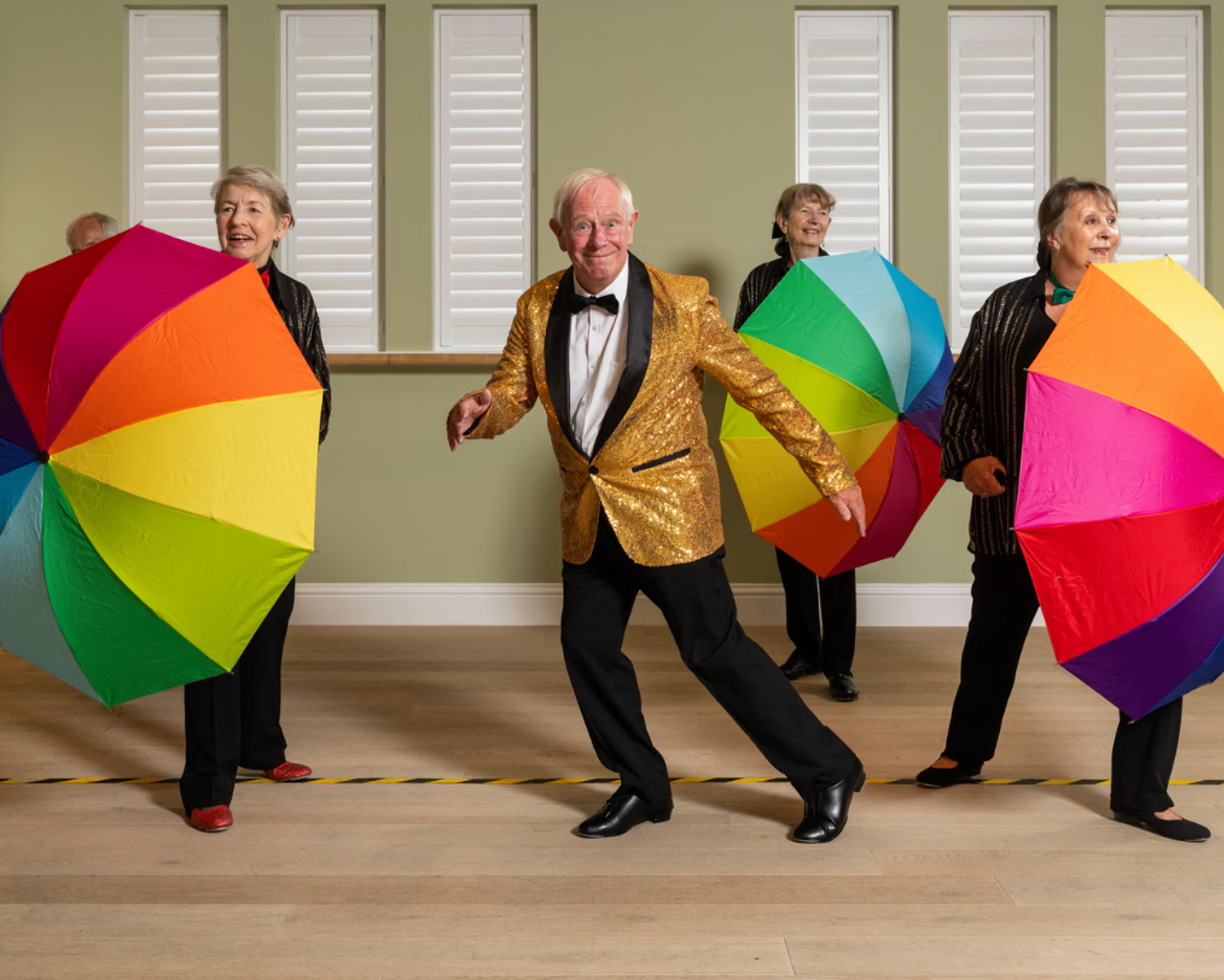 Stephen Walsh as part of Pat’s Happy Tappers at Great Alne Park retirement Village in Worcestershire. Photograph: Fabio De Paola/The Guardian Stephen Walsh as part of Pat’s Happy Tappers at Great Alne Park retirement Village in Worcestershire. Photograph: Fabio De Paola/The Guardian